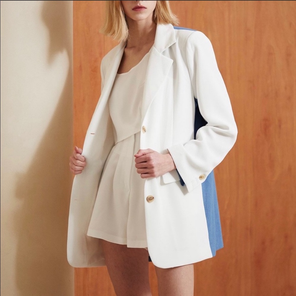 STORETS COLOR BLOCK BELT BLAZER WITH BELT TIE